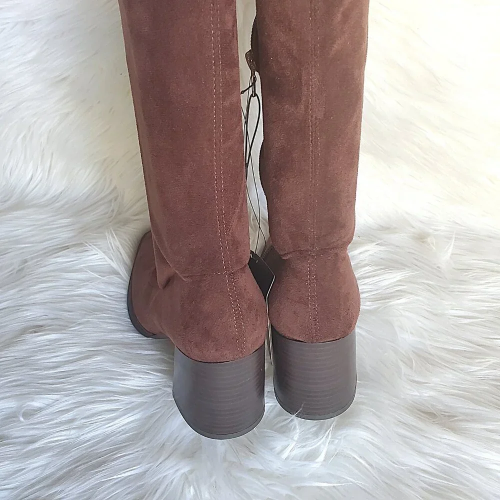 Forever 21 Brown Over The Knee Side Zipper Suede Boot SZ 6